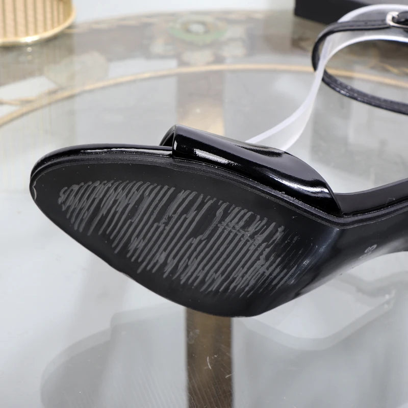 Black sandals 2025 sexy temperament high heels with pointed fishmouth luxurious and elegant women's shoes
