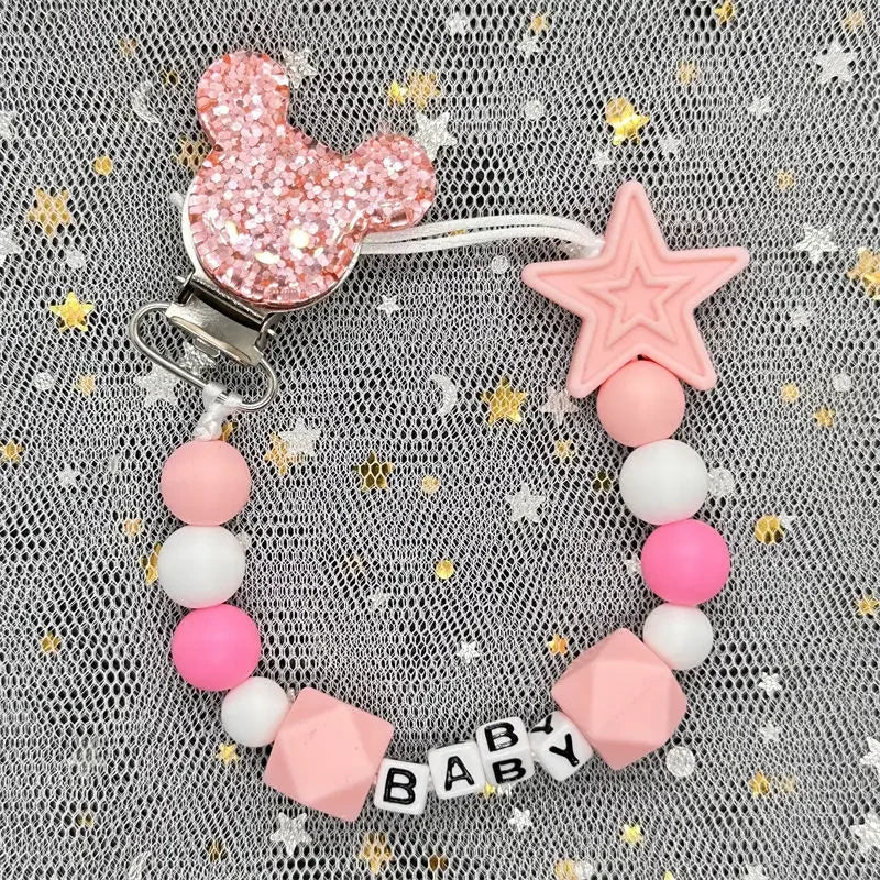2024 Baby Teether Handmade Personalized Name Pacifier Clips Holder Chains Silicone Pacifier Chain Clips Baby Teething Chain Gift