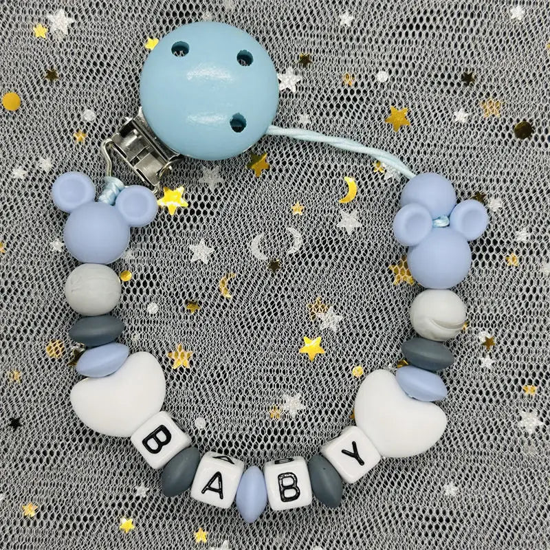 2024 Baby Teether Handmade Personalized Name Pacifier Clips Holder Chains Silicone Pacifier Chain Clips Baby Teething Chain Gift