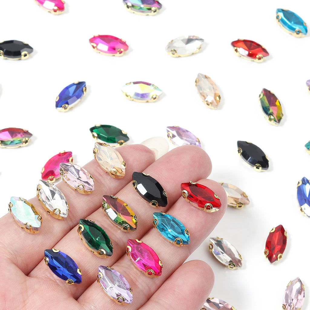 Horse Eye Flatback Reinestone Quality Sewing Crystal Flatback Rhinestones Sew On Stones Glass For Dresses Clothes DIY Jewelry