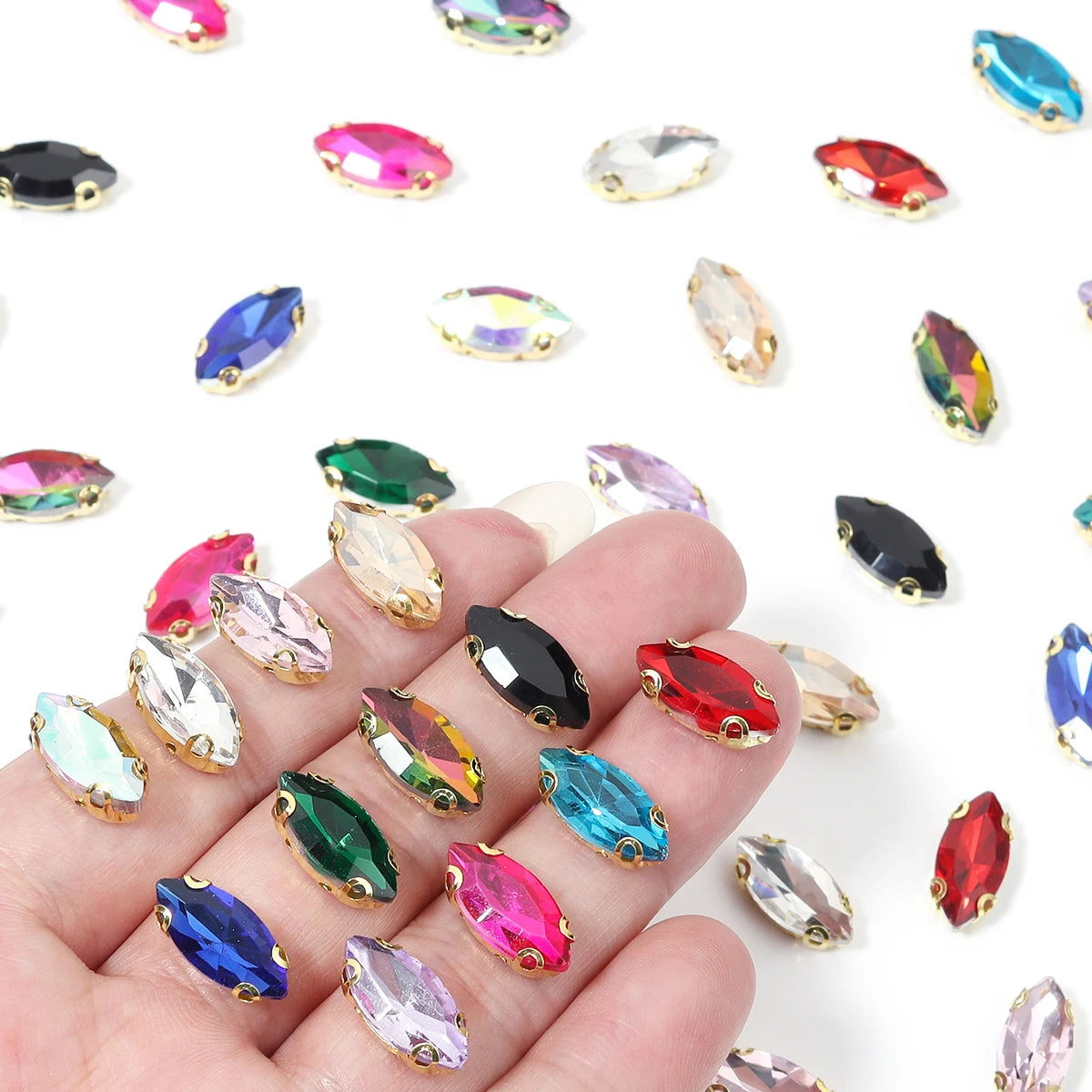 Horse Eye Flatback Reinestone Quality Sewing Crystal Flatback Rhinestones Sew On Stones Glass For Dresses Clothes DIY Jewelry
