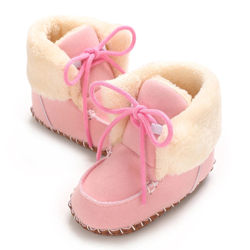 Autumn and Winter Baby Plush Thick Warm Cotton Shoes 0-18 Months Soft Soled Comfortable Non Slip Boots