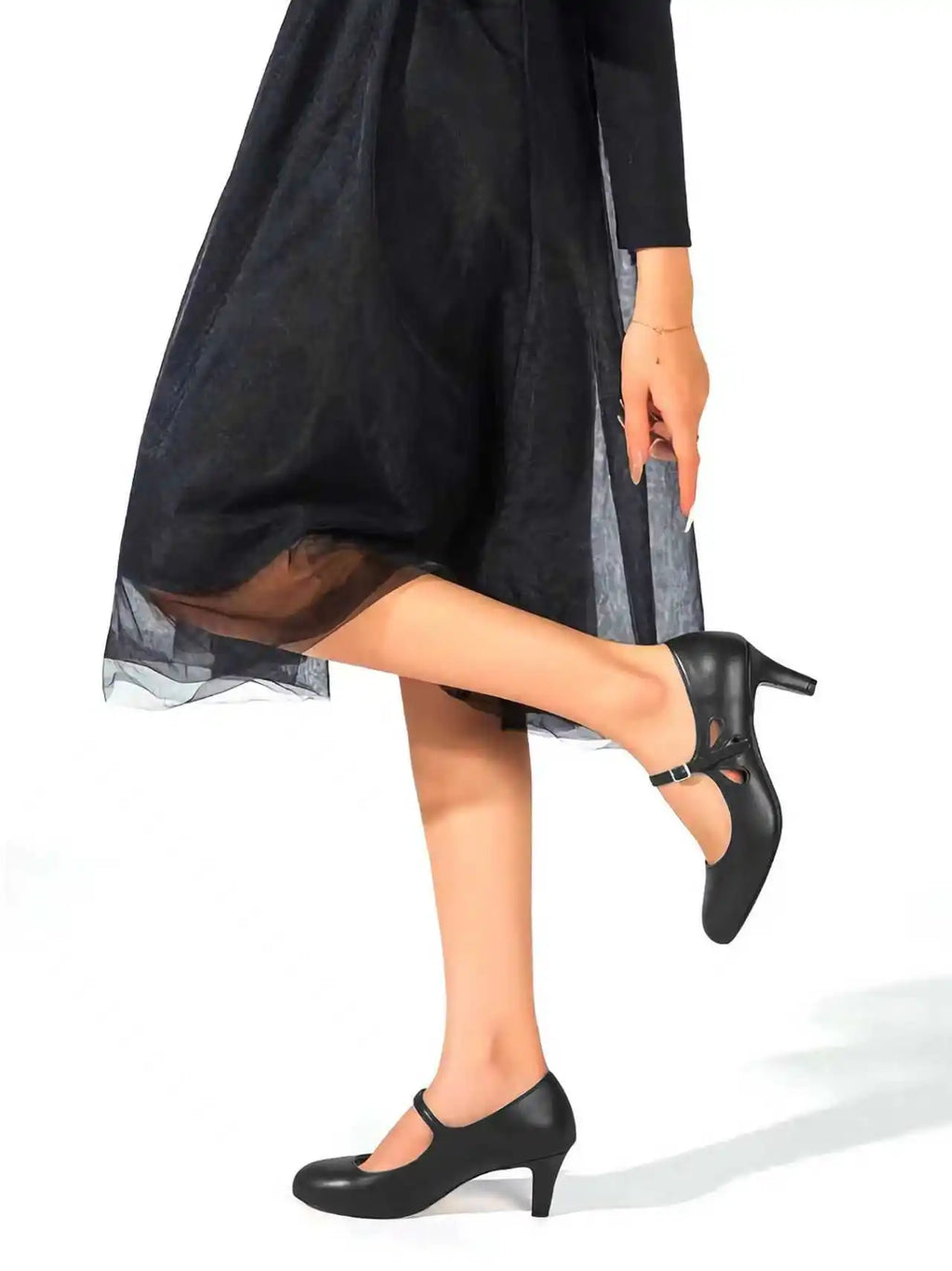 Black Shoes Ladies Pumps Medium Heel Sexy High Heels Weeding Shoes Women Office Work Black Pumps Party Shoes