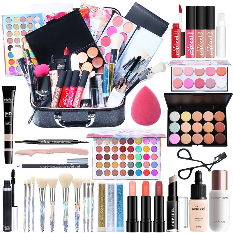 Marie Kit de Maquillaje Todo en Uno para Mujer — Set Completo con Cejas, Delineador y Sombras de Ojos