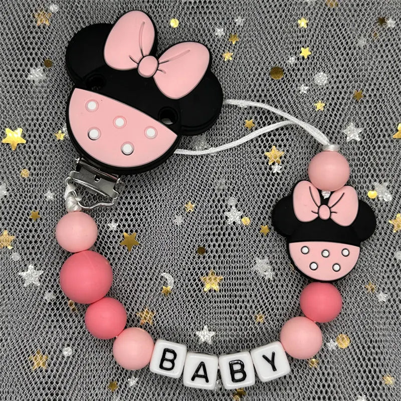 2024 Baby Teether Handmade Personalized Name Pacifier Clips Holder Chains Silicone Pacifier Chain Clips Baby Teething Chain Gift