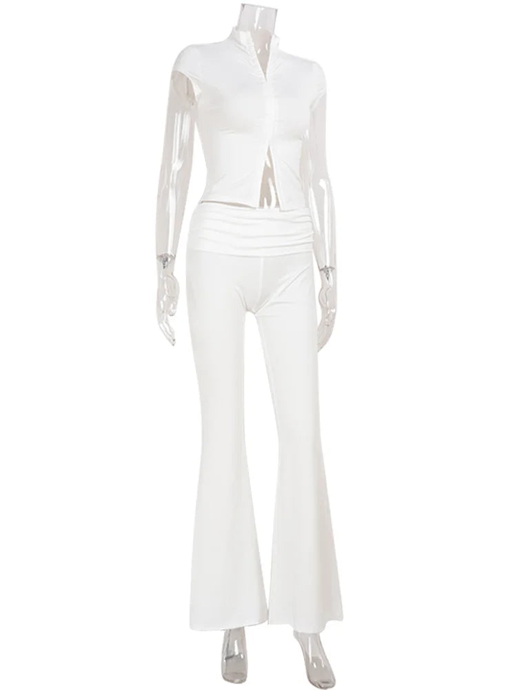 Casual Sheath Women Suit Fashion Sexy Street Short Sleeves Hollow Out 2 Pieces (Tops+Long Pant) Matching Sets Female Tracksuit