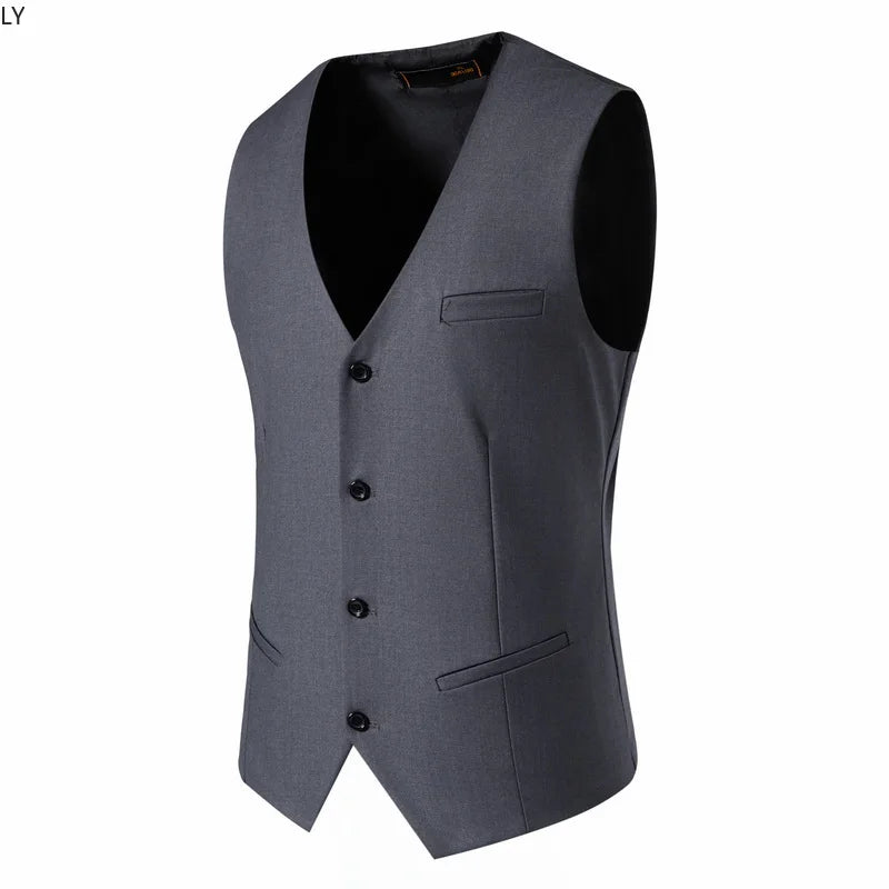 Mens Suit Vest Smart Casual Sleeveless Vest Single Breasted Solid Color Business Wedding Formal Suit Vests Spring Summer Autumn