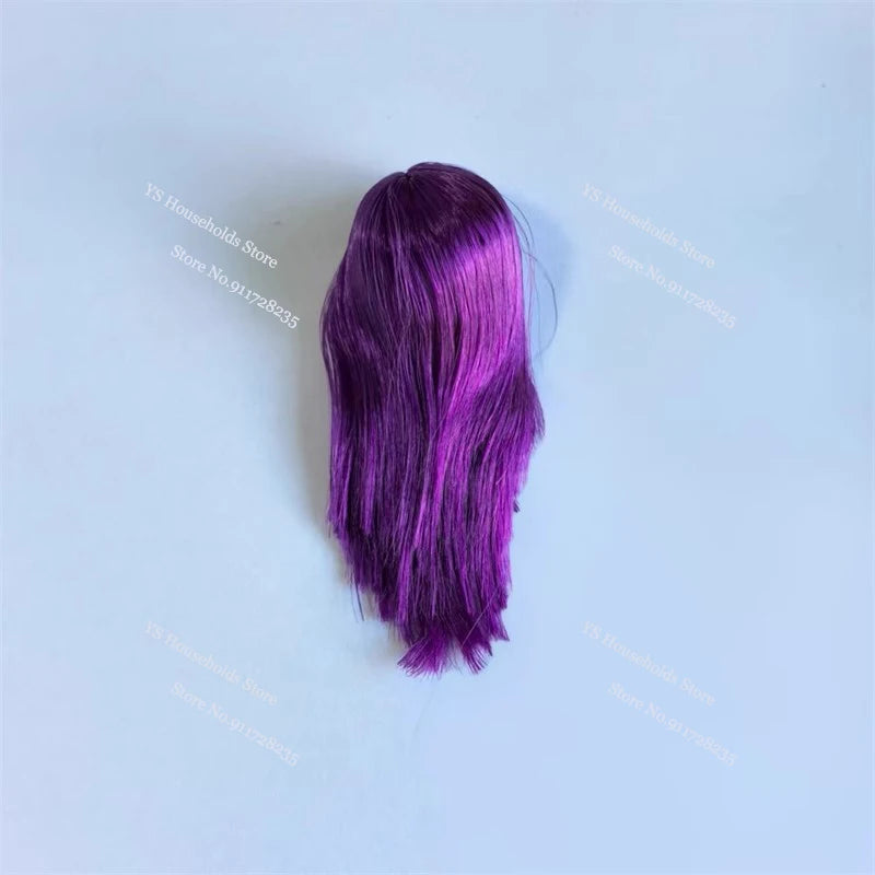1/6 Female Soldier Head Sculpt Decor Wig Green/Blue/Red/Gray Hair Model Toys Accessory For 12inch Bald Sculpture Decoration