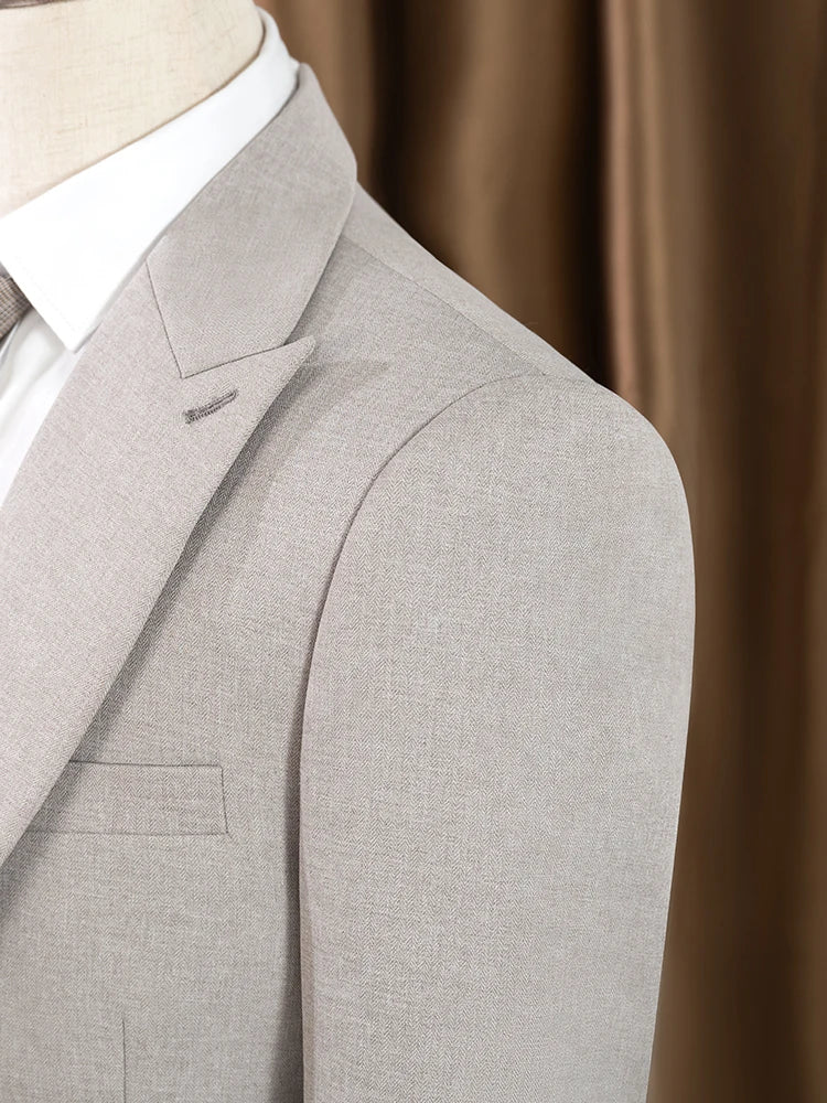 elegant man suits high quality 3 piece （Jacket + vest + pants）slim fit formal office and leisure banquet groom's suit